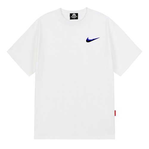 트립션 나이키패러디 BLUE SMALL BENDING 티셔츠 (White)