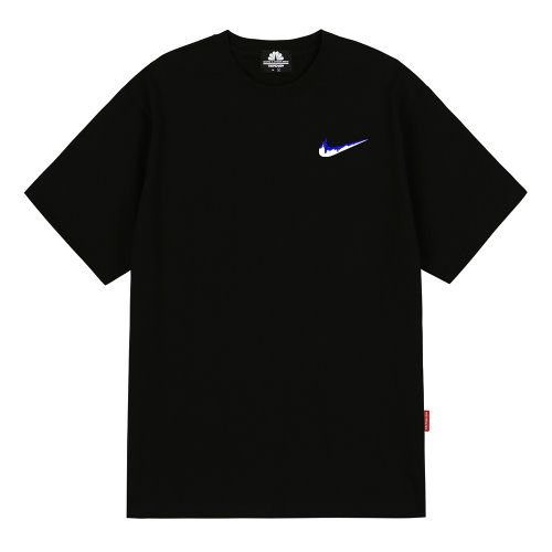 트립션 나이키패러디 BLUE SMALL BENDING 티셔츠 (Black)